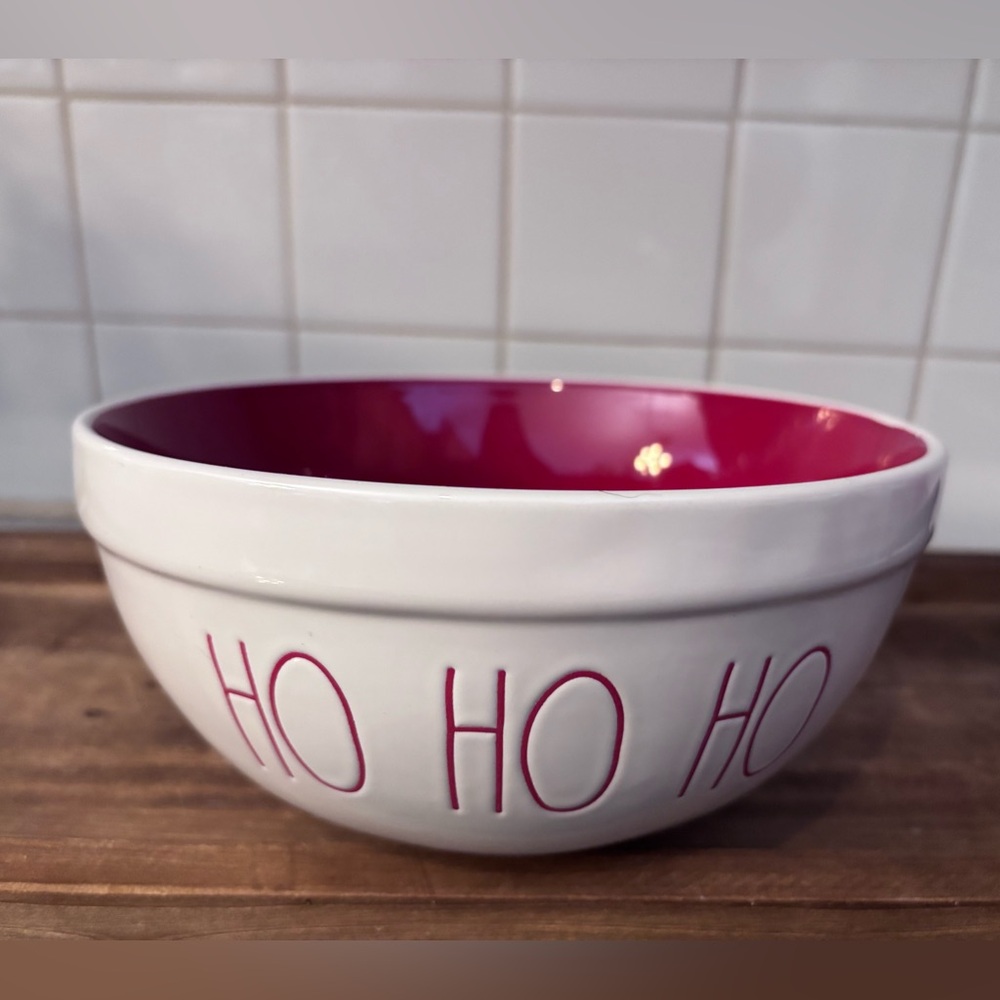 Rae Dunn White and Red HO HO HO holiday Bowl